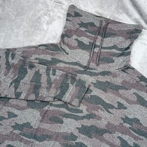 Maurices Fleece Camo Cowl Neck Sweater Women 2X Top Drawstring Super Soft Funnel
